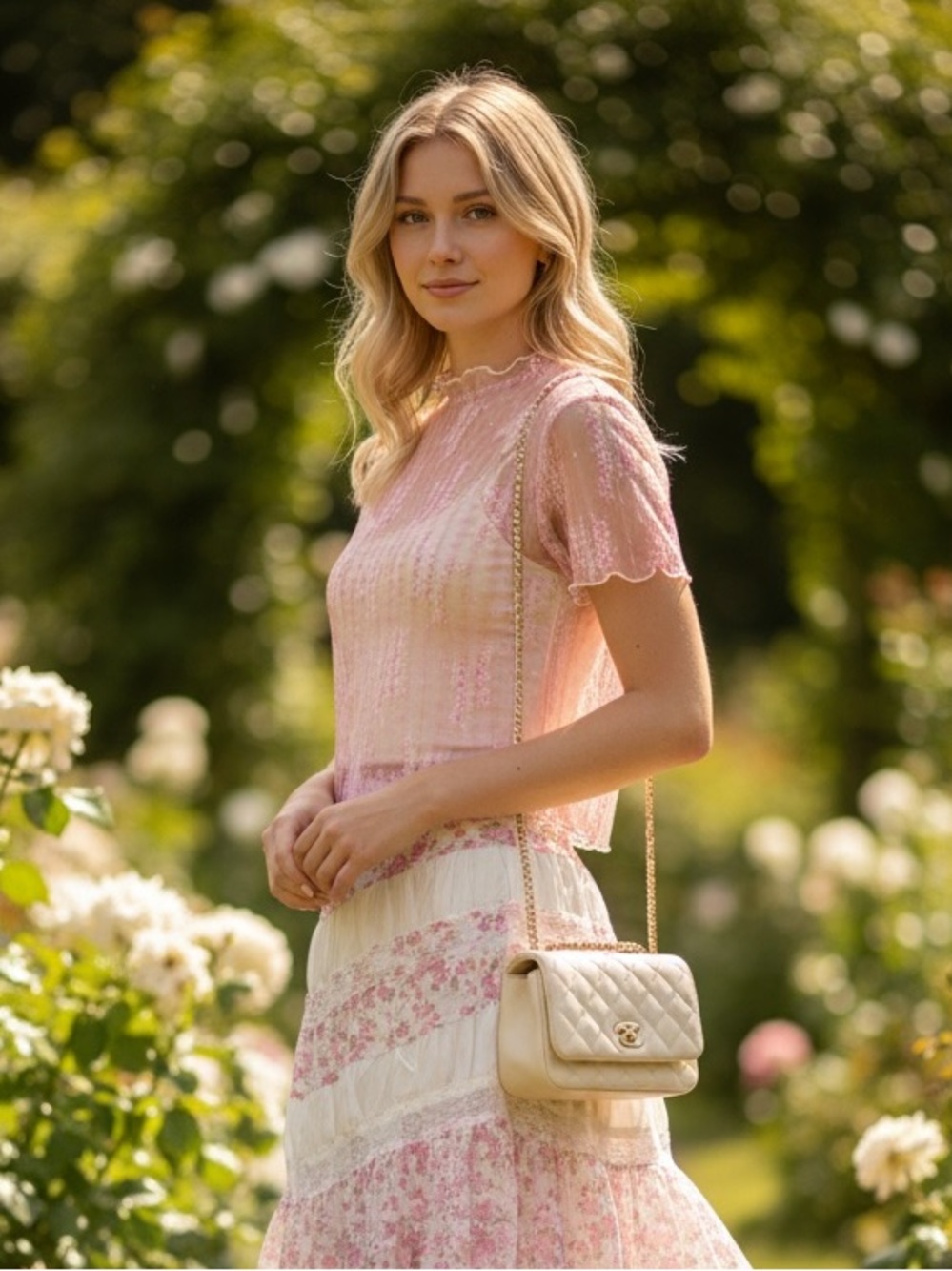 184 • Pastel Pink Floral Lace Mesh Top
